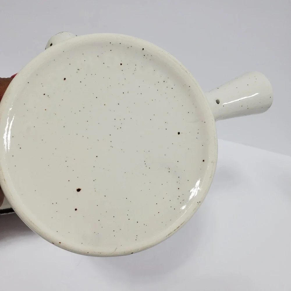 Midwinter Stonehenge Gravy Boat Cup & Saucer Set of 2 Cream Speckled Brown Trim